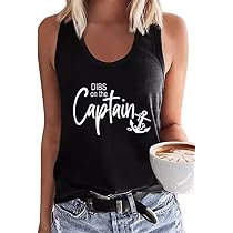 Dibs On The Captain Women's Anchor Tank Top - Loose Fit Graphic Tee For Beach & Casual Wear - View #2