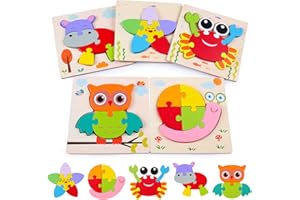 rolimate Puzzle in Legno Giochi Bambini Giocattoli Animali da Puzzle in Legno, Educativo Giocattoli Giochi Set Regalo per 3 4 5 Anni Bambina Bimbo Ragazza Ragazzo 5 Pezzi Multicolore (lumache)