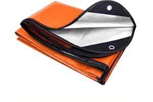 E EASTSTORM 7×5ft Heavy Emergency Blanket,Thickened Bivvy Bag Survival Rescue Blanket Reusable,Tarpaulin Waterproof Reflective Tarp Three layers of Protection for Outdoor Camping