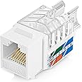Everest 45° Angled RJ45 Cat6 Keystone Jacks 20-Pack in White - Slim Profile Female RJ45 Connectors - Cat 6 Keystone Jack - Compatible with 45° Angled Speed Termination Tool - 45Term (B0BL3GS7ZY)