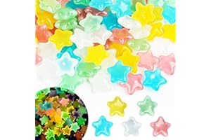 Encuryna Bunt Leuchtsteine 100 Stück, Leuchtende Sterne Star Luminous Stone, Leuchtender Stein Gartenlandschaftsbau Aquarium Dekosteine, Fluoreszierende Steine DIY Zubehör