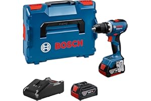 Bosch Professional 18V System Perceuse-visseuse sans fil GSR 18V-65 (moteur sans balais, longueur de tête 166, 2 batteries GBA 18V 5.0Ah incl., chargeur GAL 18V-40, L-BOXX)