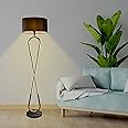 Smartway® Immense Modern Classic Design Floor Lamp Built in LED Leg for Living Room, Modern Standing Lamp with Black Jute Lampshade + 3 Color LED Bulb Included