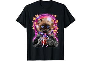 FOX REPUBLIC DESIGN Astronaute chat siamois dans l'espace buvant du thé T-Shirt