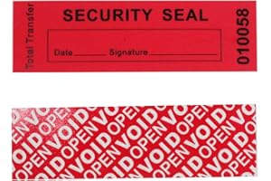 TamperSeals Group - 100pcs 100% Total Transfer Tamper Evident Security Warranty Void Stickers/Labels/Seals (Red, Serial Numbers, 1 x 3.35 Inches)