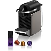 Krups XN306TK Nespresso Pixie Titan, Espresso Maker, Programmable Recipes, 2 Lengths, Auto Shut Off, 1260W, 0.7 Liter