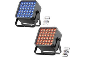 Starlitflow 2PCS RGBWA UV 54W Par LED Batterie Rechargeable, 5200mAh Lumiere de Scene D MX Sans fil avec Télécommande, Eclairage Scene 4-6h pour Exterieur Mariage Bar Spectacle Disco Halloween Noël