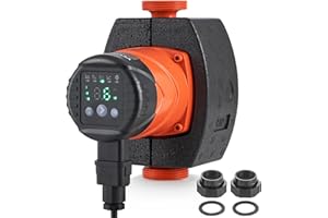 VEVOR Pompe de circulation d'eau chaude LPS25-8BP-180, pompe de chauffage à haut rendement 67 L/min, pompe à eau automatique ECM, 220V 60 W, hauteur de refoulement max. 8 m pour système de chauffe-eau