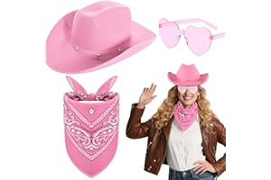 SAIER TBO 3 Pièces Accessoires pour Chapeau de Cowboy, Western Cowboy Déguisement Set avec Chapeau Lunettes de Soleil en Forme de Cœur Bandanas à Motif Cachemire pour Adultes Mascarades Halloween Fête