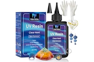 VidaRosa UV Résine 100g Type Dur Transparent Cristal pour Coulée & Revêtement/Moules/Bijoux Pendentifs Boucles d'oreilles Bracelets Fabrication/Loisirs Créatifs DIY, Durcissement Rapide