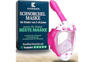 ‎KHROOM Khroom Schnorchelmaske Kinder 3 - 10 Jahre | TÜV geprüft & CO2 sicher | Vollgesichtsmaske / Tauchmaske Kinder ganzes Gesicht | Tauchermaske mit Tragetasche