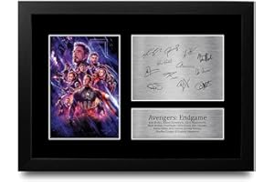 HWC Trading FR A4 Avengers Endgame Cast Robet Downey Jr, Chris Evans Geschenke Geducktes Signiertes Autogramm Foto für Fans von Film Memorabilien - A4 Gerahmt