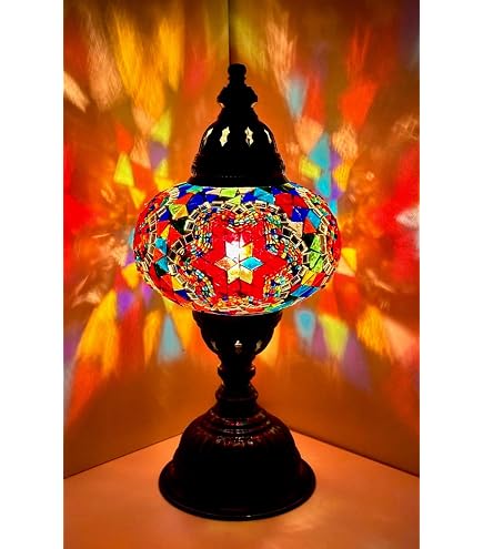 Samarkand-Lights Mosaiklampe – Orientalische Tisch-/Stehlampe, Gold, E14-Fassung, Handgefertigt