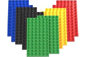 Guihumz 10 Stück Bauplatte Groß Platten 19cm x 9.5 cm Große Grundplatte Kompatibel mit großen Bausteinen Aller führenden Marken (10pcs(2*Rot+2* Grün+2*Blau+ 2*Gelb+ 2*Schwarz))