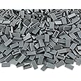 Dark Bluish Gray 1×2 Tile ×700 Parts and Pieces Flat MOC Bricks, Bulk Building Blocks for Smooth Surface Wall Floor, Toy Accessories Compatible with Major Brands