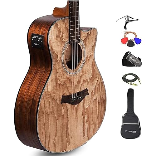 Kadence Acoustica Series Semi Acoustic Ash Wood with Equlizer A-06 (Guitar Super Combo with Accessories)