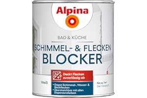 Alpina Bad & Küche Schimmel- & Flecken-Blocker – weiße Anti Schimmel Farbe zur Abdeckung von Schimmelflecken und Verfärbungen, wasserbasierte Schimmelfarbe - 0,75L