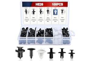 FAVSON 100Pcs Car Fixing Clips, 6 Types Car Body Trim Clips, Universal Auto Clips Plastic Nylon Rivet Trim Clamp, Car Retainer Clips, Car Mounting Set, Nylon Bumper Expansion Rivets