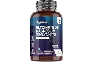 WEIGHTWORLD Magnesium Bisglycinate + Vitamine B6 (Glycinate) - 180 Gélules Vegan 3 Mois d'Approvisionnement - Selon l'EFSA, Le Magnésium Contribue à Réduire La Fatigue Et L'épuisement - sans OGM, sans Gluten
