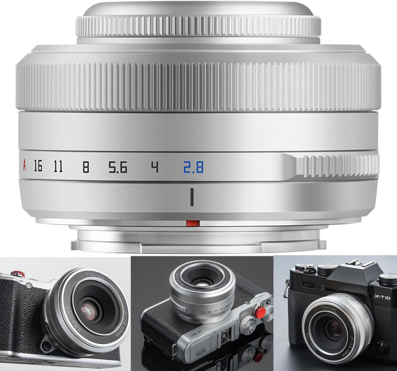 TTARTISAN AF 27mm F2.8 XF Lente para Fuji X Monte Cámaras X-A1 X-A10 X-M1 X-T1 X-T10 X-T100 X-PR01 X-PR03 X-E1 X-E2S XS10 X-H1 X-H2S y más.(Plata)