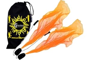 Flames 'N Games ANGEL POI Set (Orange) Practice Poi AKA Scarf Spiral Poi + Travel Bag