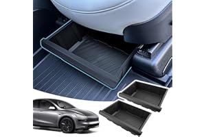 LANGBEAN 2 Pièces Boîtes de Rangement Sous Siège pour Tesla Model Y 2025 2024 2023, TPE Organisateur Plateau Caché pour Sièges Avant pour Model Y Juniper Accessoires