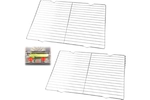 EXIN DEHCEN 2 Pièces Grille Patisserie en Acier Inoxydable 31x20x1,5 cm Grille De Refroidissement Pâtisserie Rectangulaire, Facile à Nettoyer pour Filtrer L'Eau, L'Huile, Cuire, Refroidir, Cuire Au Four, Griller