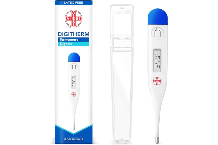 AIESI Digital Professional Thermometer for Fever in Adults and Children DIGITHERM, Result in 1 Minute, 24 Months Warranty Italy