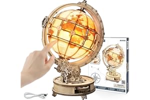 ROKR Maquette Bois Puzzle Bois 3D Globe Lumineux Adulte Construction Adulte, 180 Pièces, Luminous Globe