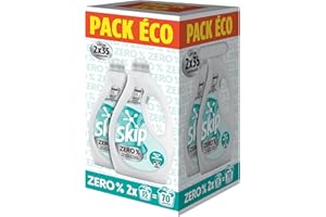 Skip - Lessive Liquide - 0% - 70 lavages - Efficace Tout en Respectant les Peaux Très Sensibles - Formule Sans Parfum ni Colorants et Conservateurs MIT-BIT - Certifiée ECARF - 2x35 Lavages