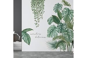 JOZMMZEOOA 2 Stk Wandtattoo Pflanzen Tropische Blätter 30*90cm Wandaufkleber Flur Wandsticker Grün Natur Dschungel Schlafzimmer Wandsticker Wohnzimmer Kinderzimmer Deko,für Modern Wall StickersSticke