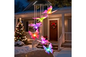Christmas Stocking Fillers Gifts for Women Mum, Winzwon Solar Butterfly Wind Chimes Garden Birthday Gifts for Her Grandma Nanny, Solar Lights Outdoor Decor for Garden Yard Porch Mothers Day