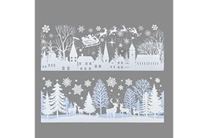 Davies Products Ltd 2 Long Snow Village Scene Window Decal Sticker Christmas winter decoration Stick