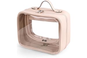 Lychii Transparent Kulturtasche für Männer & Frauen, Reise-Kulturbeutel Organizer Waschtasche für Handgepäck auf Flugreisen, Rosa, L