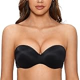 DOBREVA Women's Strapless Push Up Bra Padded Plus Size Underwire Multiway Bandeau