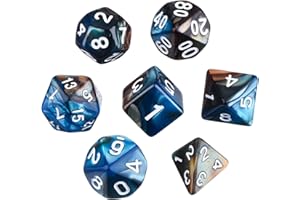 eBoot Polyédrique 7-Die Dice pour Donjons et Dragons avec Noir Pochette (Bleu Marron)
