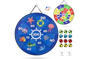 IOUTDOOR Bersaglio per bambini in velcro, pieghevole, double face, con motivi di animali e numeri, con 12 palline appiccicose, disco da gioco per grandi e piccini, 66 cm