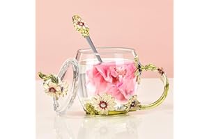 Wisolt Prezenty urodzinowe dla kobiet prezenty na Dzień Matki od córki kubki do herbaty dla kobiet prezenty świąteczne dla mamy babci nauczyciela rocznica walentynki szklany kubek do kawy z pokrywką