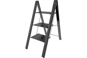 COLOMBO LEONARDO Scaletta in alluminio 3 Gradini – Scala Pieghevole Casa e Cucina, Gradini Extra Large 33x26 cm Antiscivolo, Leggero e Compatto, Design Moderno, Sicuro e Robusto – Made in Italy