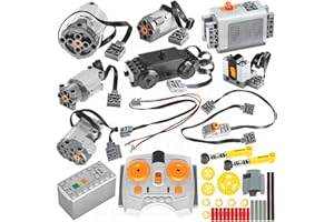 Habow 45pcs Power-Function Technic-Parts Kit M/L/XL/Servo/Train-Motor IR Speed Remote Control Battery Box Récepteur IR Extension Wire Light Cord Control Switch Compatible avec Lego-Motor-Kit.