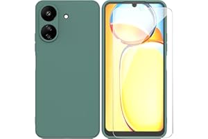 ARRYNN Funda Xiaomi Redmi 13C 4G (6,74") con Cristal Templado Protector de Pantalla,Verde Ultra Slim Protectora Funda de Silicona Líquida Suave Case Cover para Xiaomi Redmi 13C 4G - Verde1
