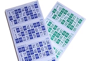 KEKA 1.200 Cartones de Bingo Pack Ahorro!! (1 Serie de 600 Azules+1serie de 600 Verdes) para Juego de 90 Bolas