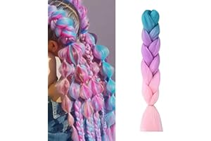 MORI KAMEI hair extensions for， Woven hair，fashionable synthetic fiber three-dimensional weaving big braid is suitable for women and girls to weave DIY wigs role-playing (lake blue & deep purple & light pink)
