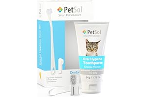 PetSol Dental Care Kit Cat Toothpaste (50g) with 2 x Pet Toothbrushes to Clean Cat's Teeth, Remove Plaque and Tartar, Improve Gum, Tooth Health & Pet Oral Hygiene