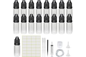 EPISKEY Tropfflasche Leer Plastikflaschen Reiseflasche Liquidflaschen Quetschflaschen Dosier-flaschen mit Kindersicherung Deckel Inkl. Trichter Messbecher Etiketten Transfer Pipette (10ml×30 Transparent)
