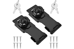 Lpraer 2 Stück Sicherheitsüberfalle abschließbar 119mm Überfalle abschließbar Überfalle mit Schloss Hasp Lock für Tür Schränke Fenster (Schwarz)