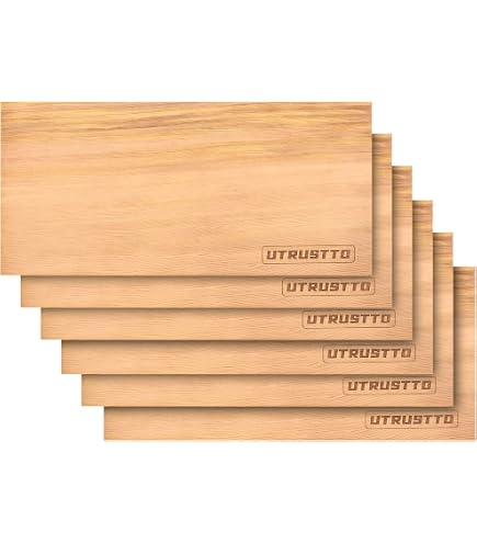 Lot De 8 Planches à Fumer En Bois De Hickory - Pour Barbecue (gaz, Charbon, électrique) - Dimensions 300x145x10 Mm - Arôme Fumé épicé - 5
