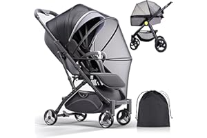 LIHAO Mosquito Net Universal Stroller Bag Pram Net with Elastic Support & Double Zipper for Stroller Pram Fly Insect Bug Net Protection Cover(Black)