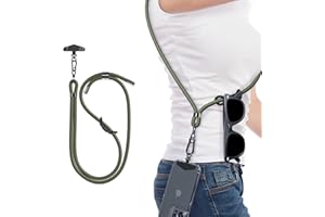 TUSEASY Chaîne de téléphone portable universelle - 8 mm - Avec support en acier inoxydable - Cordon réglable pour téléphone portable iPhone 16/15/14/13 Pro, Samsung, accessoire de téléphone portable