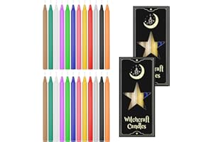 YIMETOP Magic Candles, 24 Pieces Coloured Candles, 16 cm High, Unscented Mini Tapered Candles for Witchcraft, Wiccan Altar, Magic Tools, Rituals, Prayers, Meditation and Party Decoration